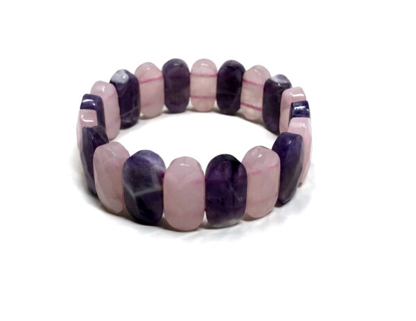 Shreyshti Oval Faceted Beads Bracelet Amethyst and Rose Quartz beads